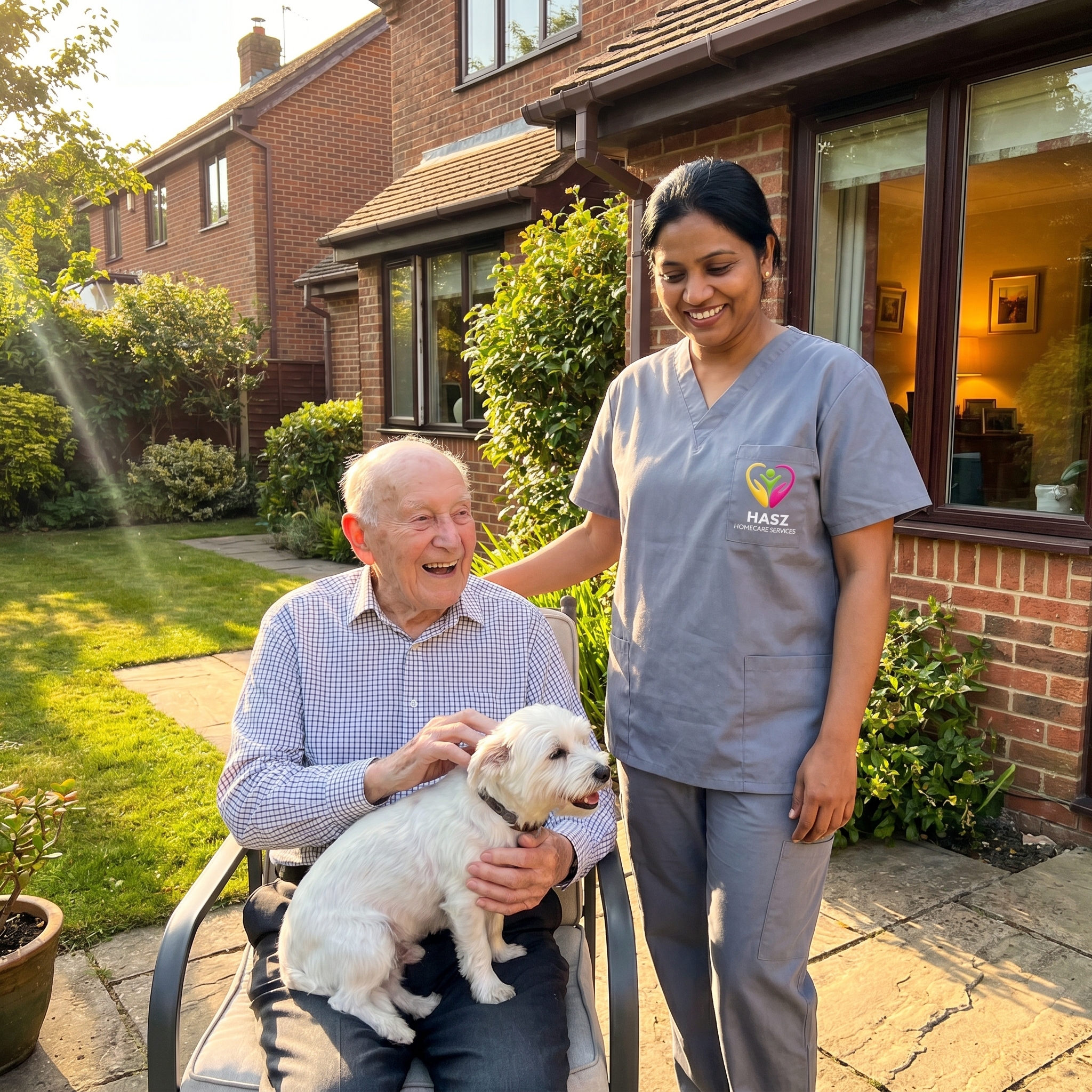 Hasz Homecare Services live-in carer supporting elderly client at home